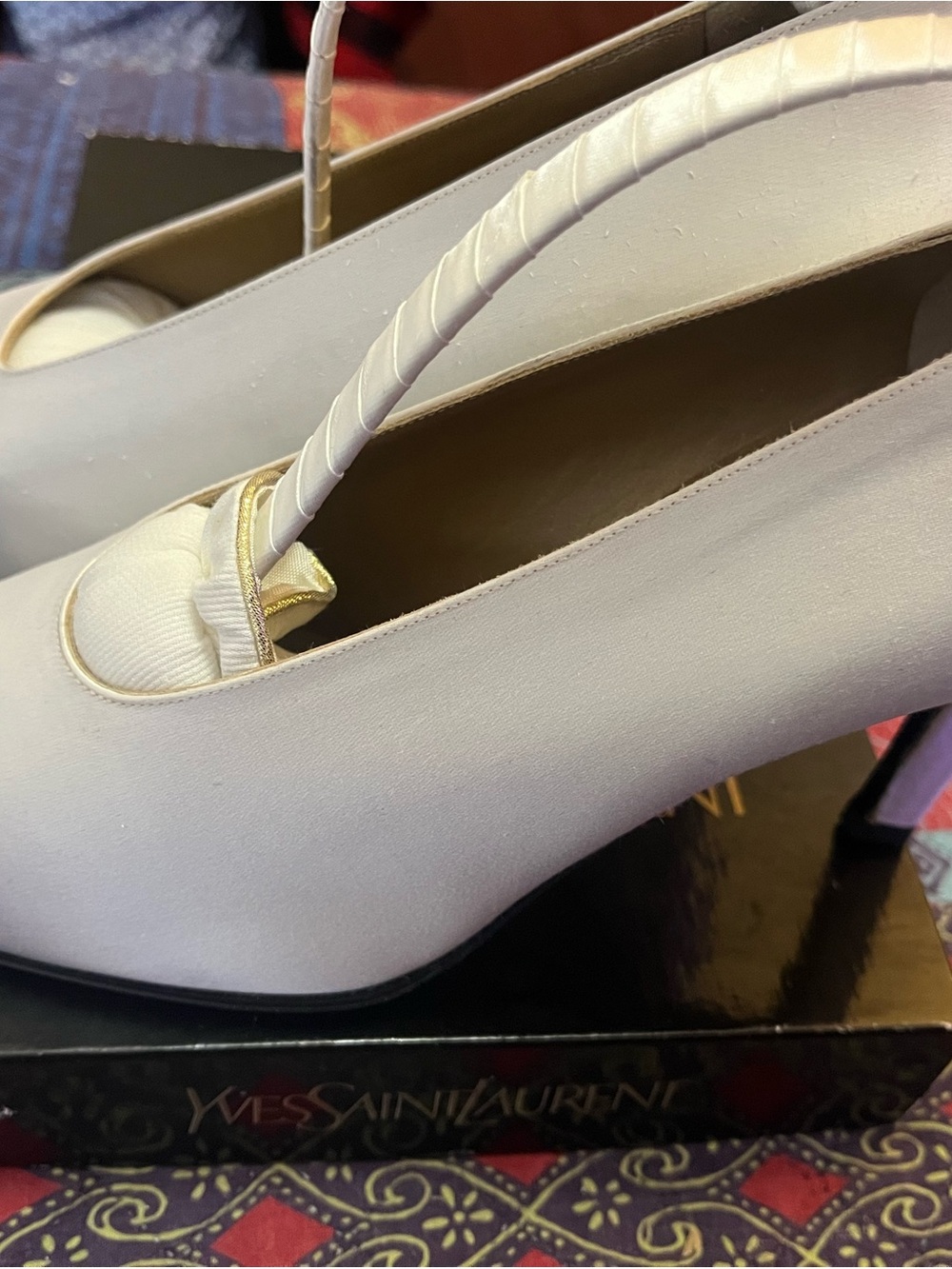 Yves Saint Laurent White Satin Gala Shoes - Picture 3 of 6
